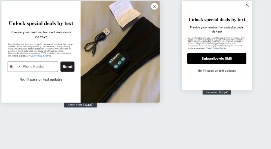 SMS opt-in popups